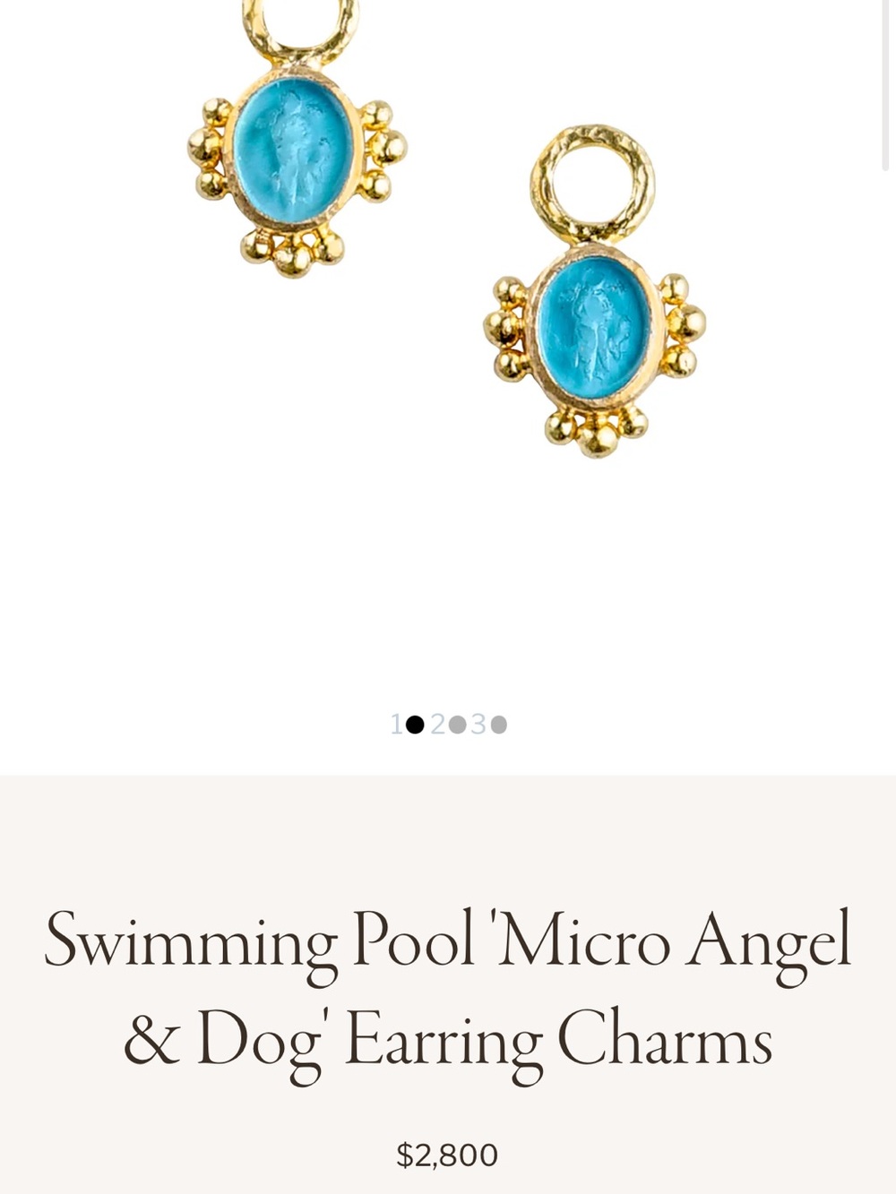 Elizabeth Locke glass intaglio Gold-Tone Blue Oval Connector Earrings Charms